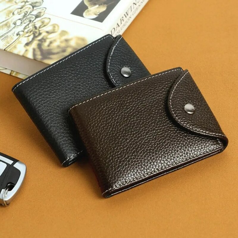 Dompet pria Multi posisi portabel, dompet pria warna Solid, anti aus, dompet ultra tipis, tas kartu, penggunaan sehari-hari
