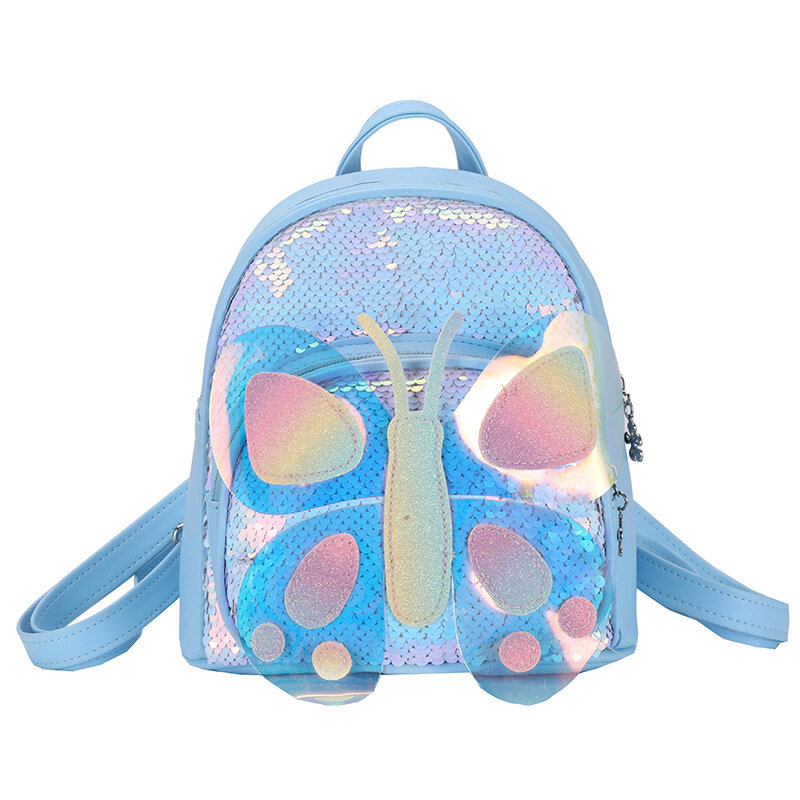 Plecak-Bolso escolar con lentejuelas láser para niños, Mochila pequeña creativa de mariposa para jardín de infantes