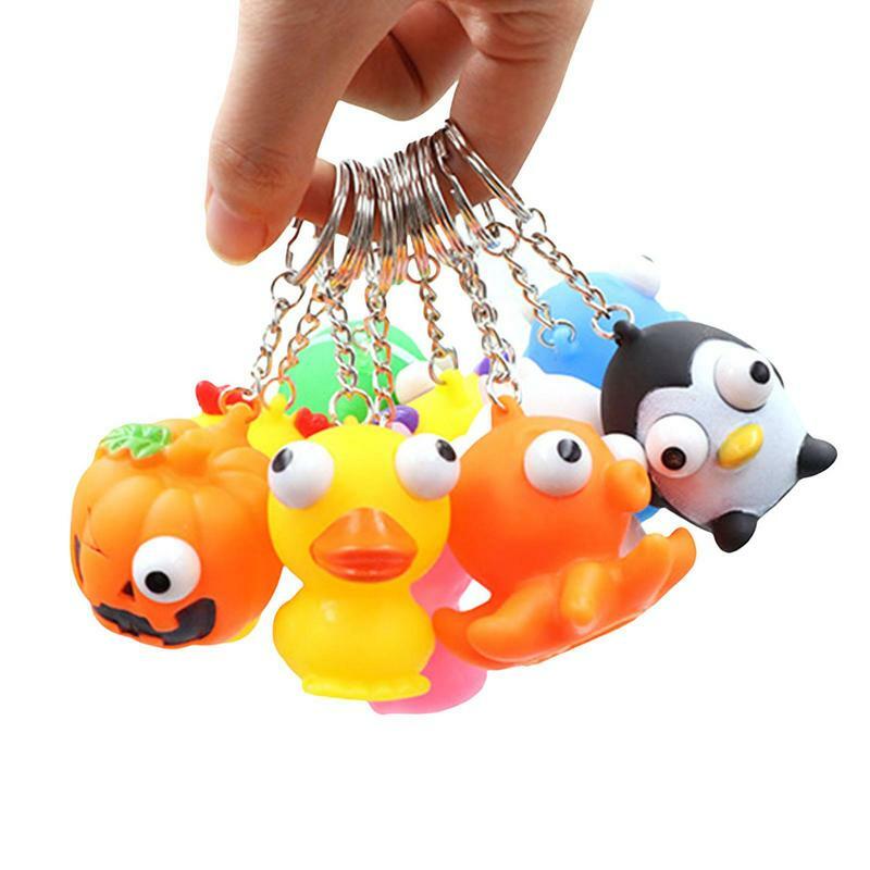 Toy Keychain Cute Animal Squeeze Toy Keyring Squeeze Toy Keychain Out Eyes For Stress Reduzir Prêmio Carnaval