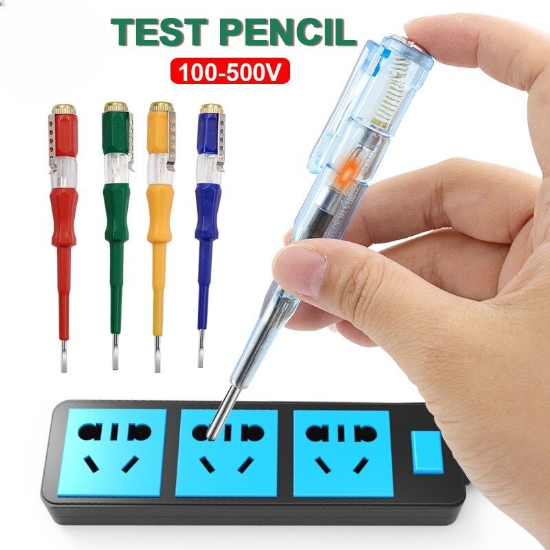 Bolígrafo de prueba con luz de neón, pluma de prueba con indicador de presión, 100-500V, Pluma de prueba de aislamiento sin contacto