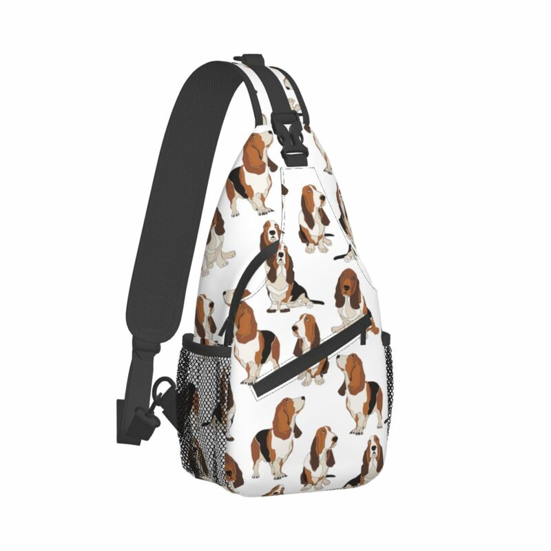 Basset Hound Dogs Crossbody Sling Bags, Cool Chest Bag, Initiated Backpack, Daypack for Travel, Randonnée, Camping Satchel