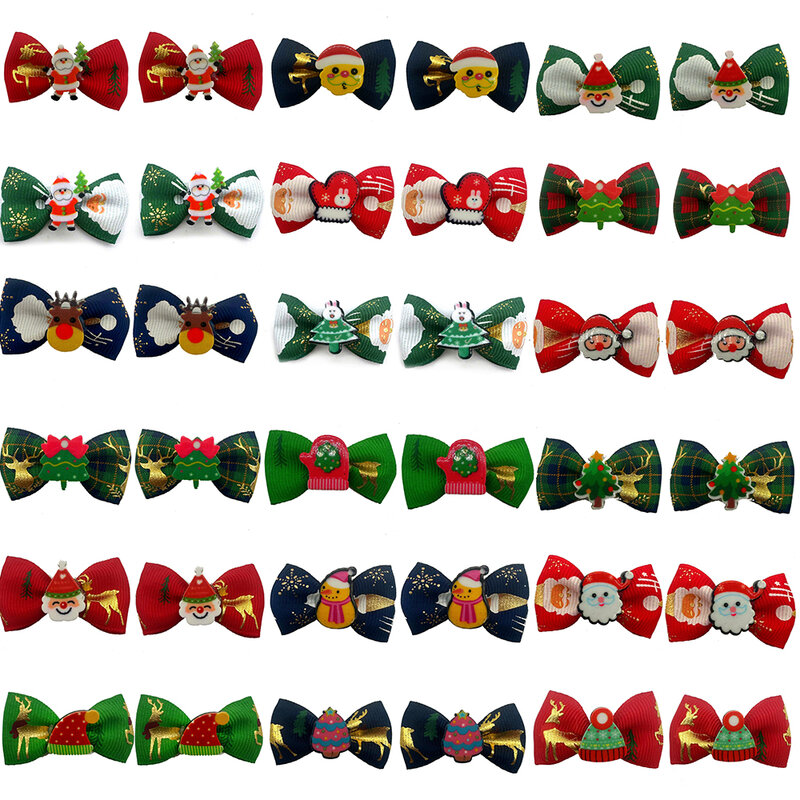 Christmas Small Dogs Hair Accessories Pet Bows Dog Hair Bows for Puppy Yorkshirk Xmas Dog Cat Grooming Bows Pet Supplies