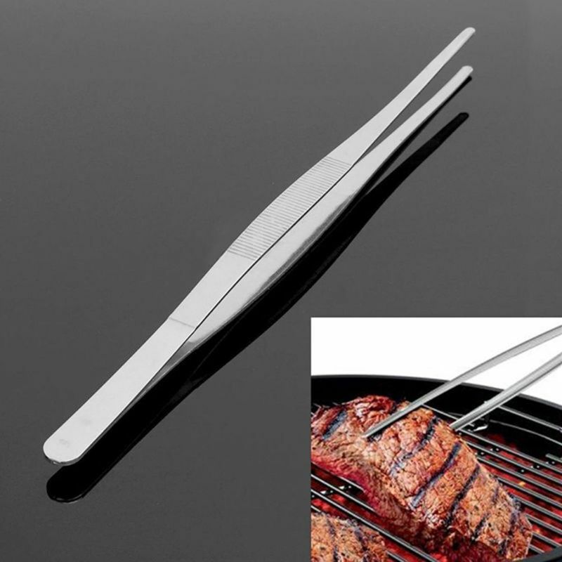 1pc BBQ Food Tong Food Steel Churrasco Tweezers Clip Buffet Restaurant Tool New Stainless Steel Outdoor Camping Accessories
