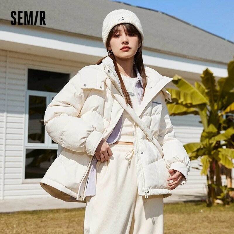 Semir-Chaqueta de plumón con capucha para mujer, abrigo grueso holgado de diseño medio largo, cálido, a la moda, para invierno, 2023