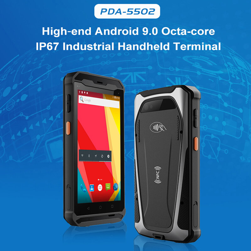 Rugged Handheld Barcode Scanner, Terminal Android, Coletores de Dados, PDA-5502, 4 GB de RAM, 64 GB ROM, 2D, IP67, Google Play, 5.5"