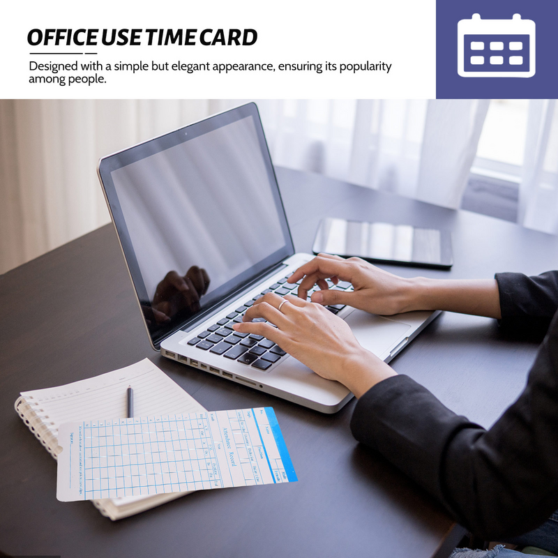 Double-Sided Time Cards, Punch Clock, Cartões de reunião, Employee and Office Use Cards, Recording Warehouse Supply, Work, 100 Sheets