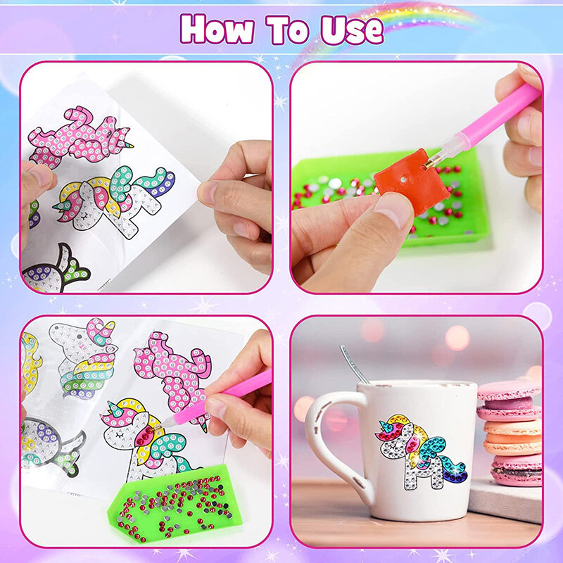 5D Pintura Diamante Adesivos Kits para Crianças Diversão DIY Unicórnio e Ice-Cream Mosaic Adesivos Creative Arts Crafts Set Handmade Presentes