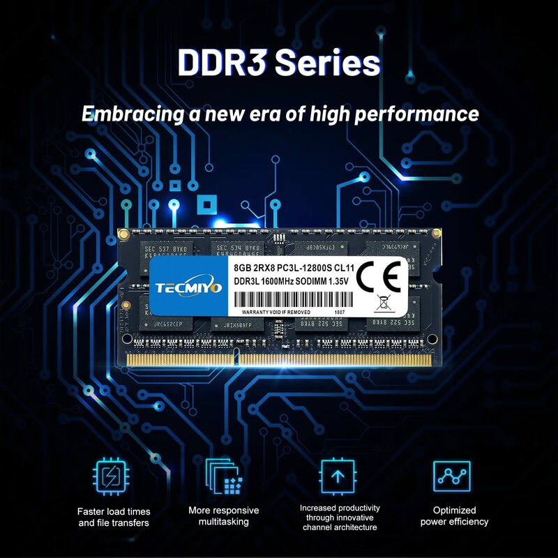TECMIYO 4GB 8GB DDR3 DDR3L 1600MHz оперативная память для ноутбука/настольного компьютера 1,35 V/1,5 V PC3/PC3L-12800 PC3-10600 Non-ECC -1PC Black