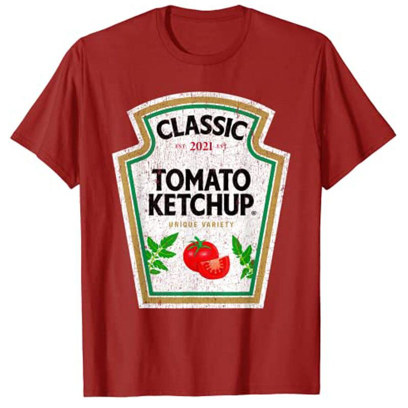 Giallo senape fai da te Ketchup abbigliamento condimenti coppie gruppo Costume di Halloween t-shirt regali vestiti estetici