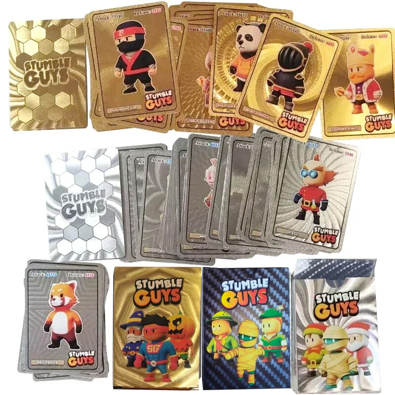 Stumble Guys Cards Gold Silver Black Foil Shiny Anime Board Game Collection Flash Figure Trading Cards Birthday Xmas Kids Gifts