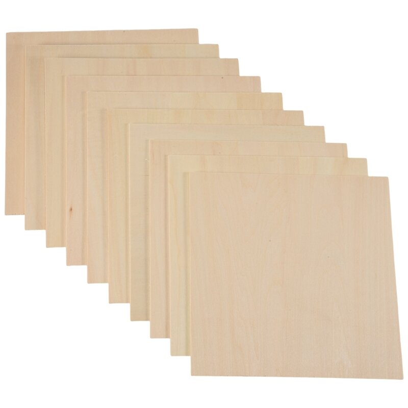 10 pezzi 20 x20x0.2cm fogli di tiglio tavola di legno non finita, rettangolo vuoto in legno, ritagli di legno per l'artigianato