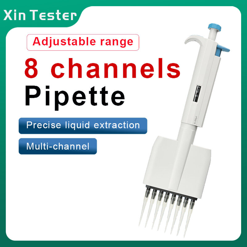 Xin Tester 8 Channels Pipettor Lab Manual Machinical Autoclavable Micropipette Adjustable Volume Pipette Gun