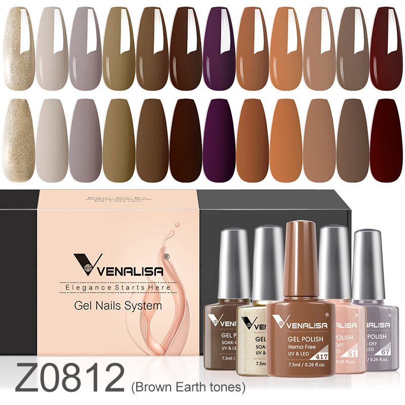 Venalisa Milky White Jelly Color Earth Brown Collection Nail Gel Polish Soak Off UV LED Gel Varnish Full Coverage Nail Manicure
