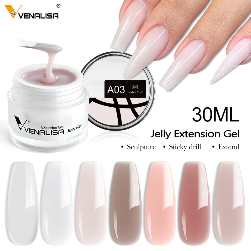 30ml Venalisa Builder Jelly Gel French Soak Off UV LED Poly Nail Gel Pearl Pink Funny Bunny Nail Extension Nail Manicure