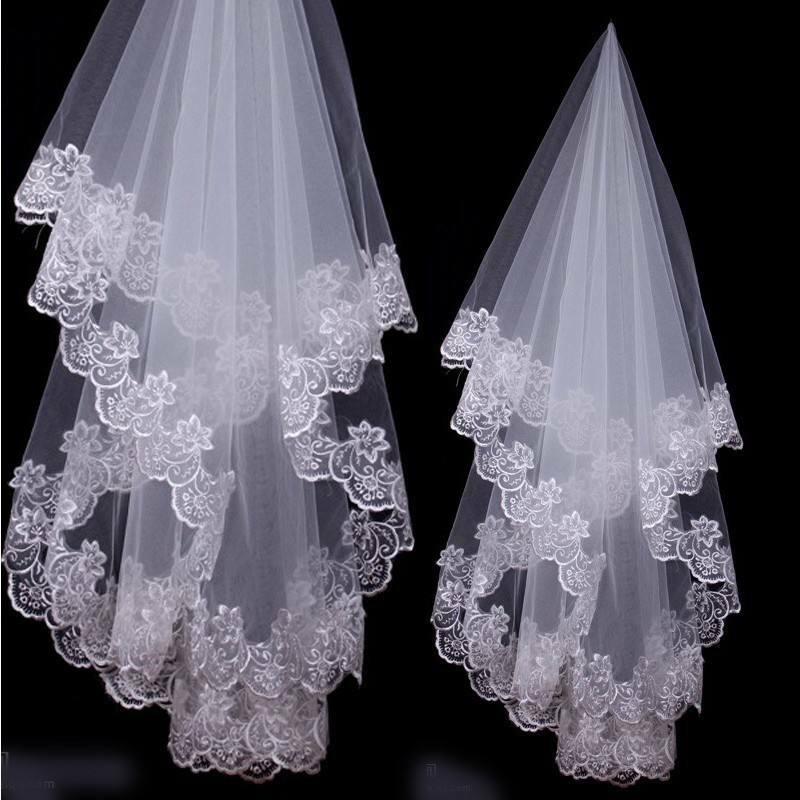 Marfim Bridal Lace Veil, Acessórios do casamento para noiva, branco