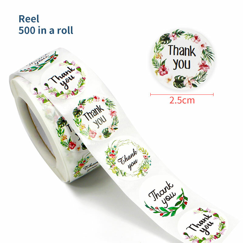 100-500 Buah 1 Inci Stiker Terima Kasih untuk Amplop Penyegelan Label Perlengkapan Alat Tulis Buatan Tangan Hadiah Pernikahan Stiker Natal