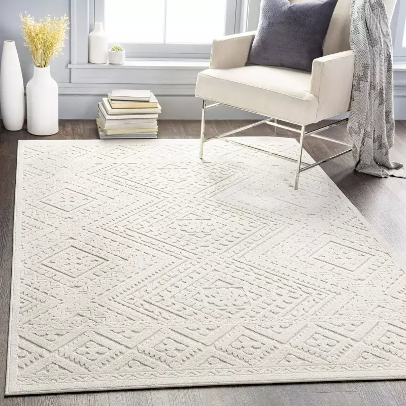 Livabliss Ivor alfombra texturizada para exteriores, 7 '10 "x 10', color crema