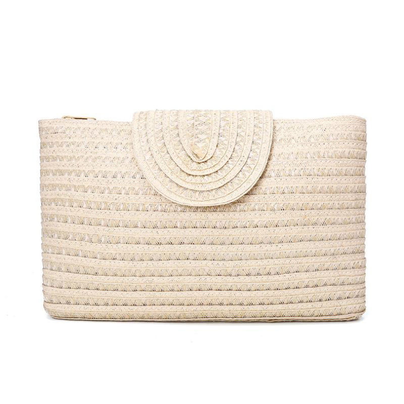 Bolso de mano de paja tejido de hierba Pp para mujer, bolso de playa informal, nuevo