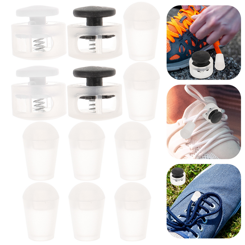 Cadarços Plastic Buckle Clip Lock para Sapatos, Locks Holder, Locking Clips, 4 Pares