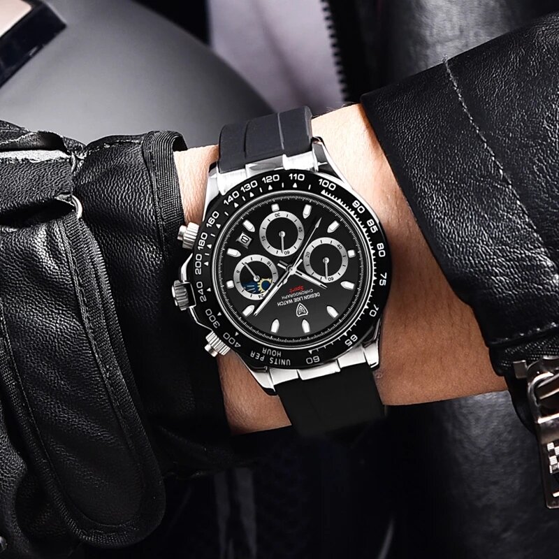 LIGE-Relógio de pulso quartzo impermeável masculino, Relógios de luxo, Cronógrafo, Data, Silicone, Esporte, Caixa, Top Brand