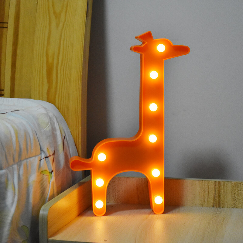 Cartoon LED Night Light para crianças, lâmpadas de mesa para animais, girafa fofa, bateria, sinal para crianças, quartos, berçário, quarto