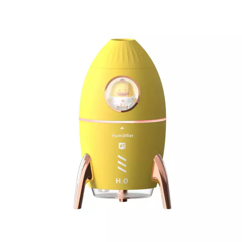 Najnowsza 350ml urocza dziecięca rakieta wyjątkowa 7-kolorowa lampka nocna z USB LED ultradźwiękowy chłodny dyfuzor mgły nawilżacz powietrza do sypialni