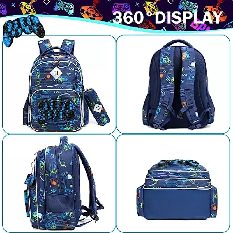 Mochila escolar con fiambrera para niños, conjunto de mochila escolar para niños de guardería primaria