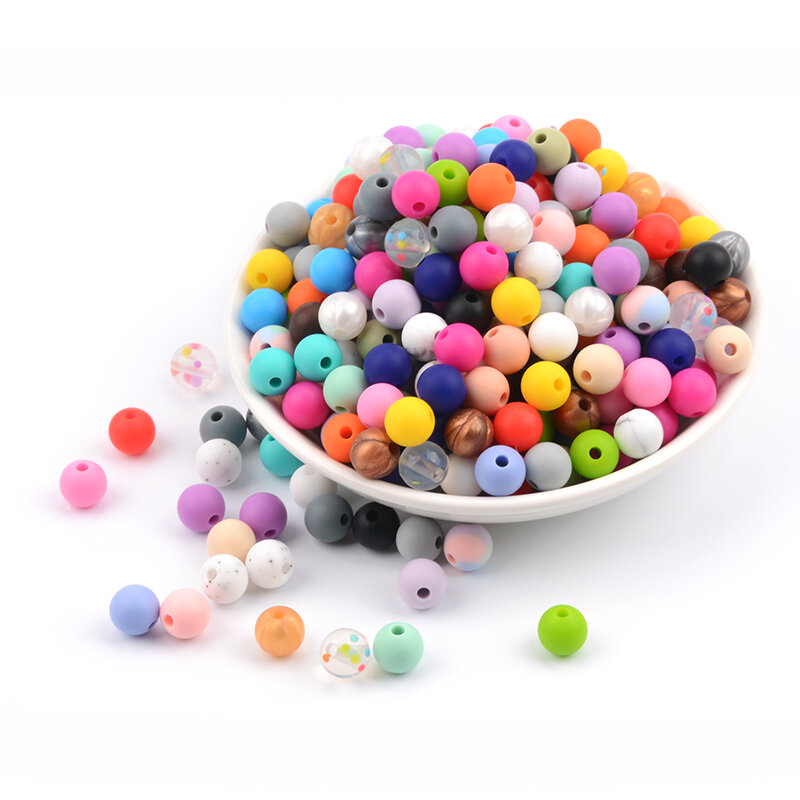 LOFCA-Perles en Silicone de 9mm, Sans BPA, de Qualité Alimentaire, à Mâcher, pour Collier, Bijoux de Bricolage, 50 Pièces/Lot