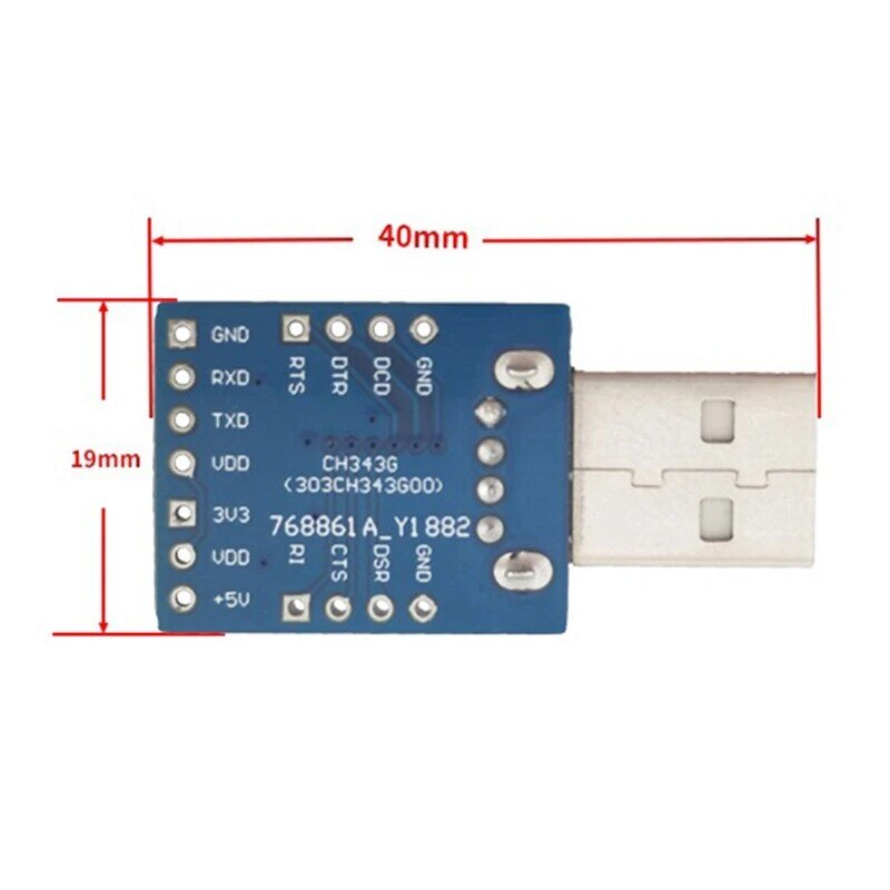 Convertidor USB a TTL, módulo de serie CH343G portátil multifuncional, Compatible con USB V2.0, fácil de usar