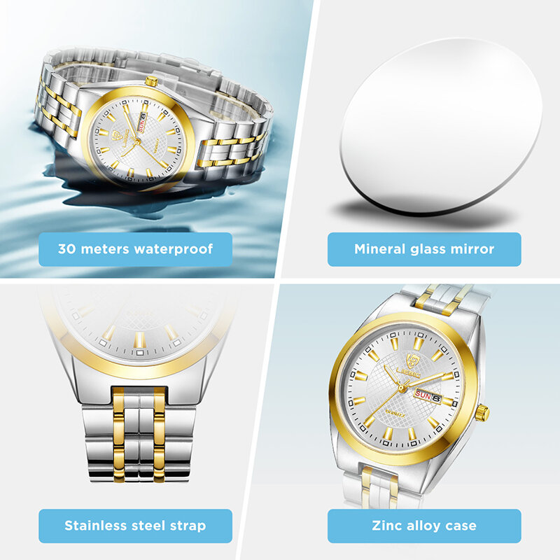 LIEBIG luksusowe złote męskie zegarki ze stali nierdzewnej czas data wodoodporny zegarek kwarcowy zegar dla kobiet mężczyzn reloj