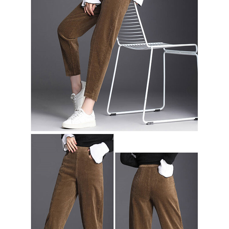 Thick Plush Corduroy Coat Casual Pants Women Warm Autumn And Winter Trouser 2023 High Waist Harem Trousers Women