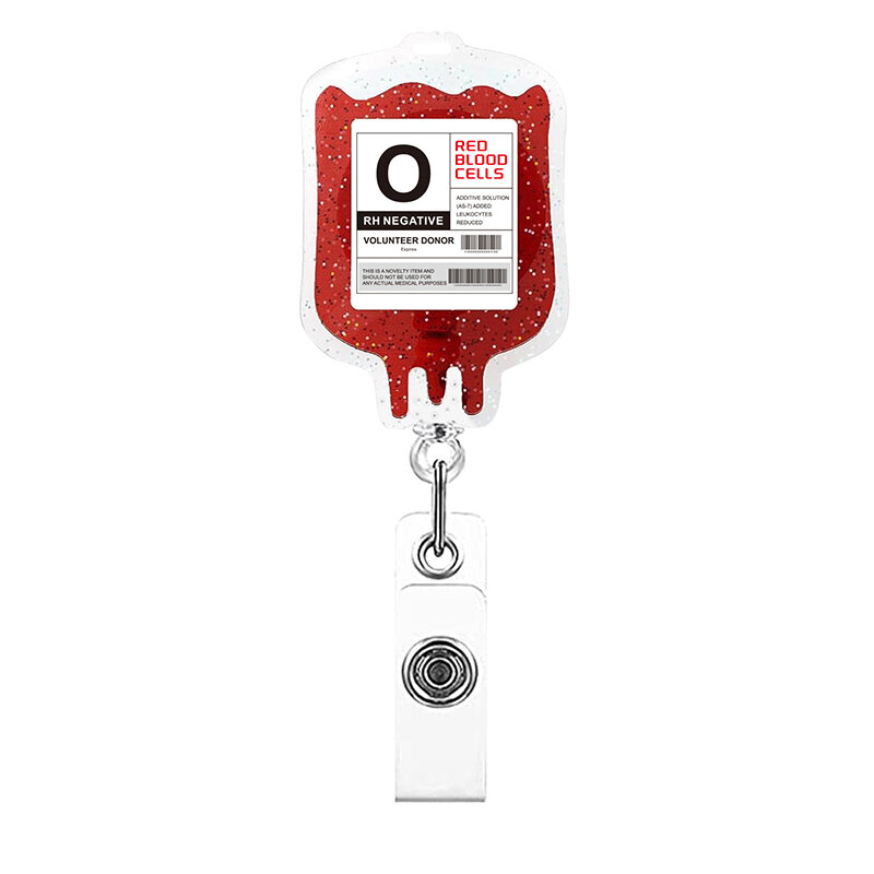 Unieke Bloedzak Intrekbare Badge Haspel Clip Visitekaartje Houder Voor Verpleegkundigen Artsen Ziekenhuispersoneel Acryl Visitekaartje Houder