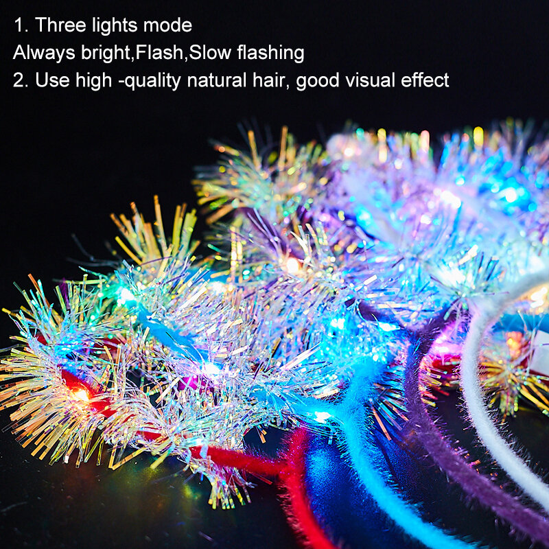 10pcs Glow Deer Bunny Ear Lights LED Hairband Lamp Luminous Hair Hoop Cosplay Costume Props Adult Kid Party Decoration Gift