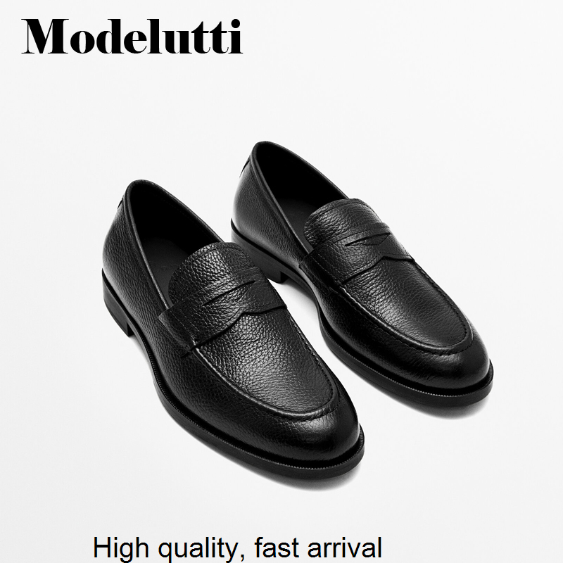 Outono 2023 nova moda masculina de couro genuíno deslizamento-em sapatos sólidos loafers all-match simples sapatos de negócios casuais masculinos
