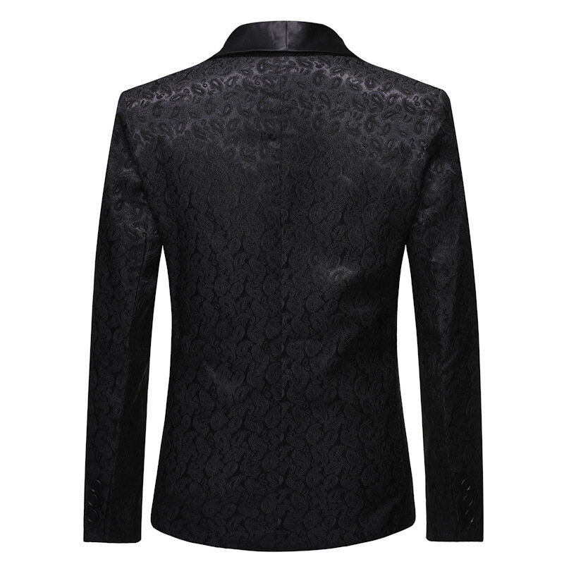 HOO-Blazer Jacquard de cor contrastante masculino, banquete do anfitrião do palco, casamento, tamanho europeu, 2024