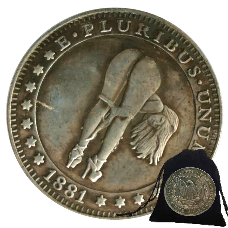 Luxury Nightclub Game Girl One-Dollar US Art Coins Funny Couple Coin Fun Pocket Coin Commemorative Lucky Coin + Gift Bag
