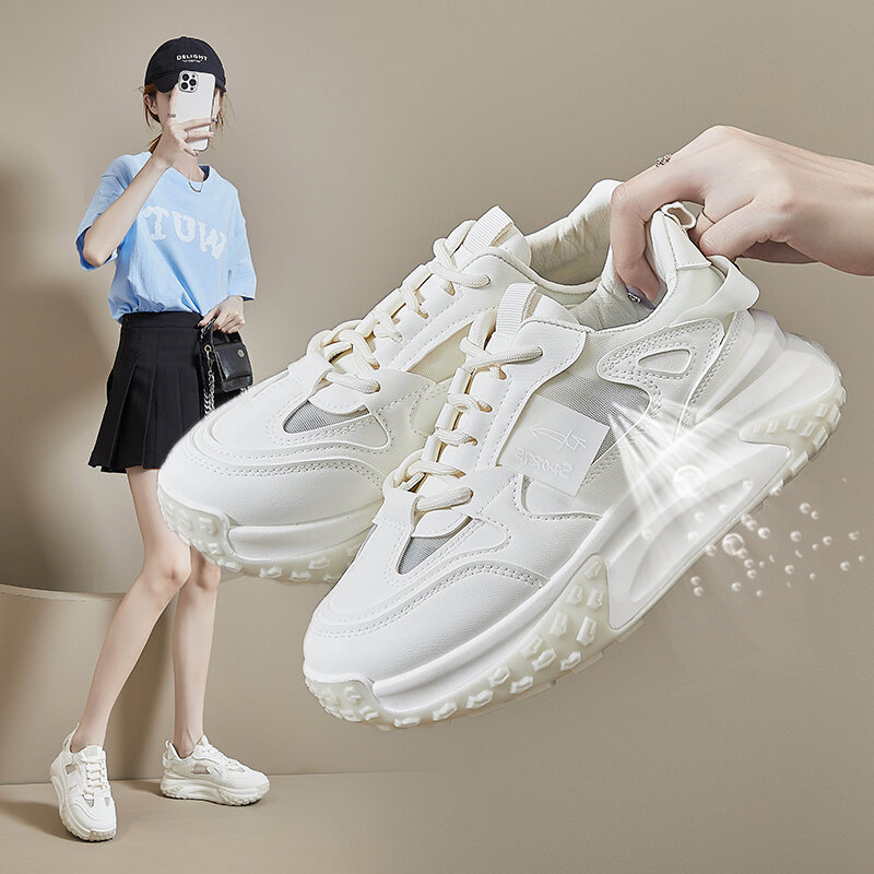 รองเท้าผู้หญิงใหม่2023แนวโน้มแฟชั่นกลางแจ้ง Comfort เพิ่มความหนารองเท้ากีฬาลำลองระบายอากาศ