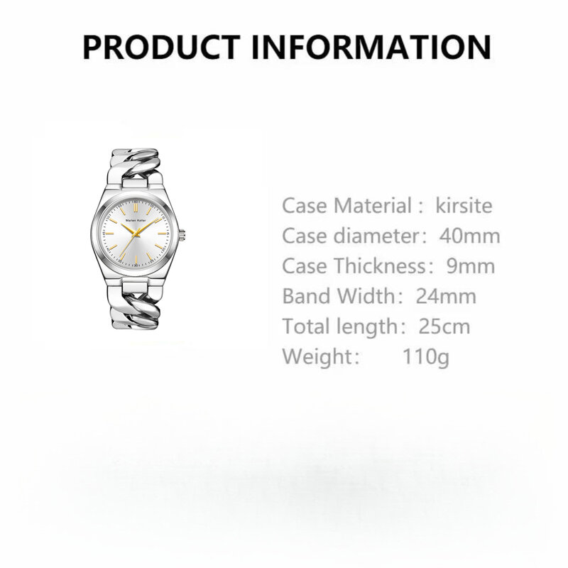 Marlen Keller-Relógio de quartzo para homem, pulseira de aço inoxidável, mostrador circular, presente de luxo, moda