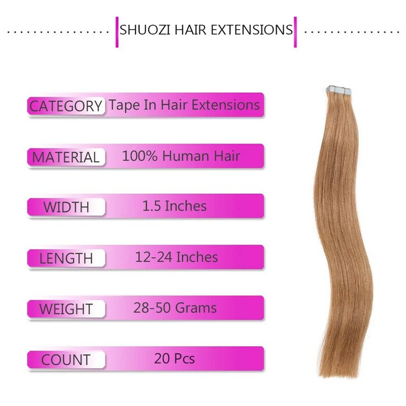 Tape Ins Hair Extensions Human Hair Invisible Tape In Hair Extensions Human Hair 100% Human Hair Wigs Human Hair For Mega Hair
