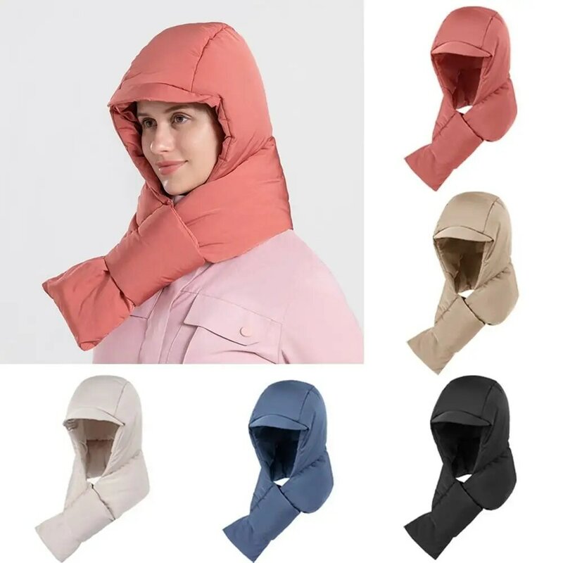 Шапка-пуховик унисекс с защитой ушей, утепленный ветрозащитный шейный платок, Балаклава, шарф для занятий спортом на открытом воздухе