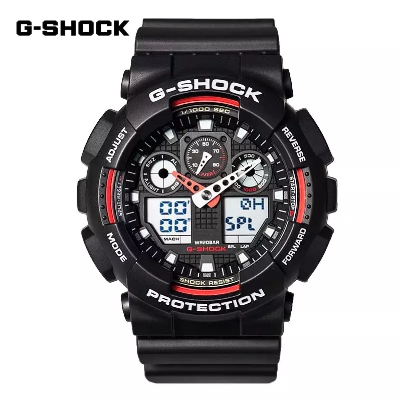 นาฬิกา GA100 G-SHOCK สำหรับใหม่ผู้ชายนาฬิกาผู้ชายแฟชั่นลำลอง, นาฬิกาควอตซ์แสดงผลคู่ LED กันกระแทก