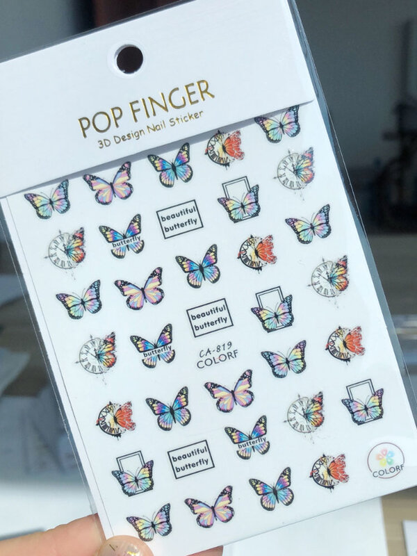 1 pz 3D adesivi per unghie farfalla fiore Design autoadesivo fai da te colorato ala Manicure decorazione Nail Art decalcomanie