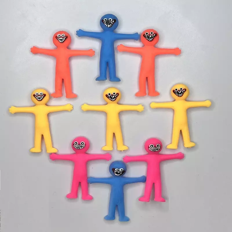 12Pcs Smile Expression TPR Soft Rubber Villain Anti-stress Toys Foldable And Stretchable Decompression Squishy Antistress Figets