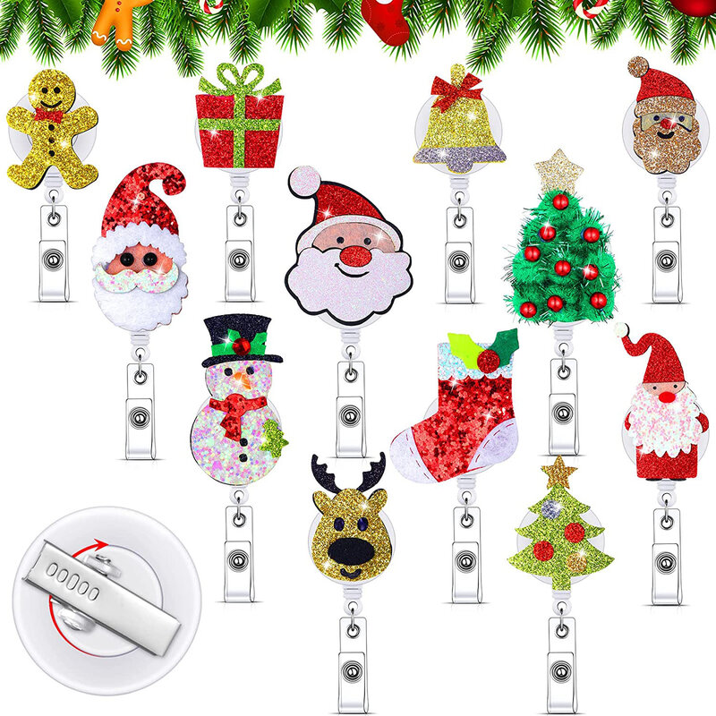 Carretes de insignia retráctiles, portatarjetas de Navidad, muñeco de nieve, campana, árbol, enfermera, Doctor, 1 pieza, nuevo diseño, 2023