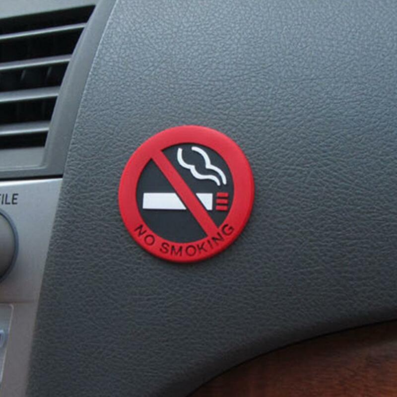 Zakaz palenia samochodów naklejki uniwersalny klej silikonowy stylizacja okrągły czerwony znak naklejka winylowa akcesoria do wnętrza samochodu 5CM