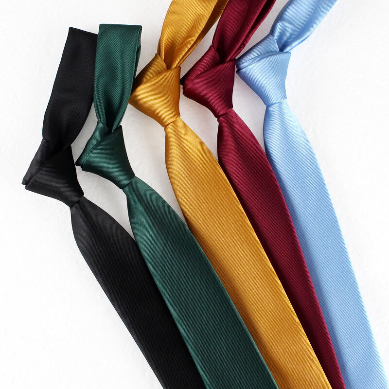 6CM Formal Polyester Striped Solid Neckties For Men Adult Narrow Soft Neck Ties Wedding Party Neckwear Tuxedo Shirt Cravat Gift