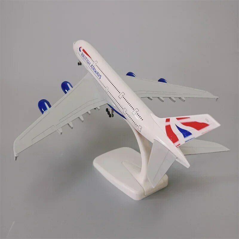 نموذج طائرة من سبائك الألومنيوم ، الطائرات مع التروس الهبوط ، الطائرة الجوية ، المملكة المتحدة والبريطانية الخطوط الجوية ، إيرباص 380 ، A380 ، 20 سنتيمتر