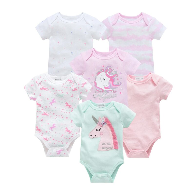 女の赤ちゃん服3 6ピース/ロット注ぐnouveaux綿半袖ガールボディスーツ0-12ヶ新生児男の子服幼児