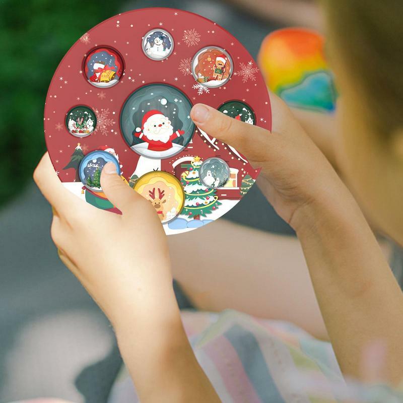 Natale semplici fossette Pop Fidget giocattolo sensoriale giocattolo antistress push Bubble game portachiavi per bambini regalo di compleanno di natale