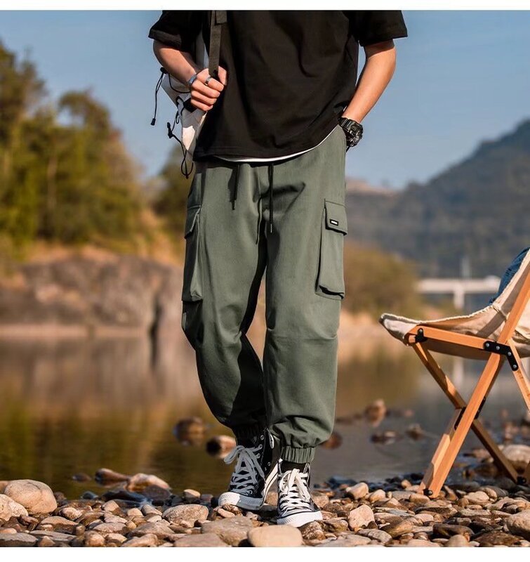 Брюки-карго мужские с карманами, повседневные свободные спортивные штаны, в японском стиле, эластичные, летние, весенние, 5XL